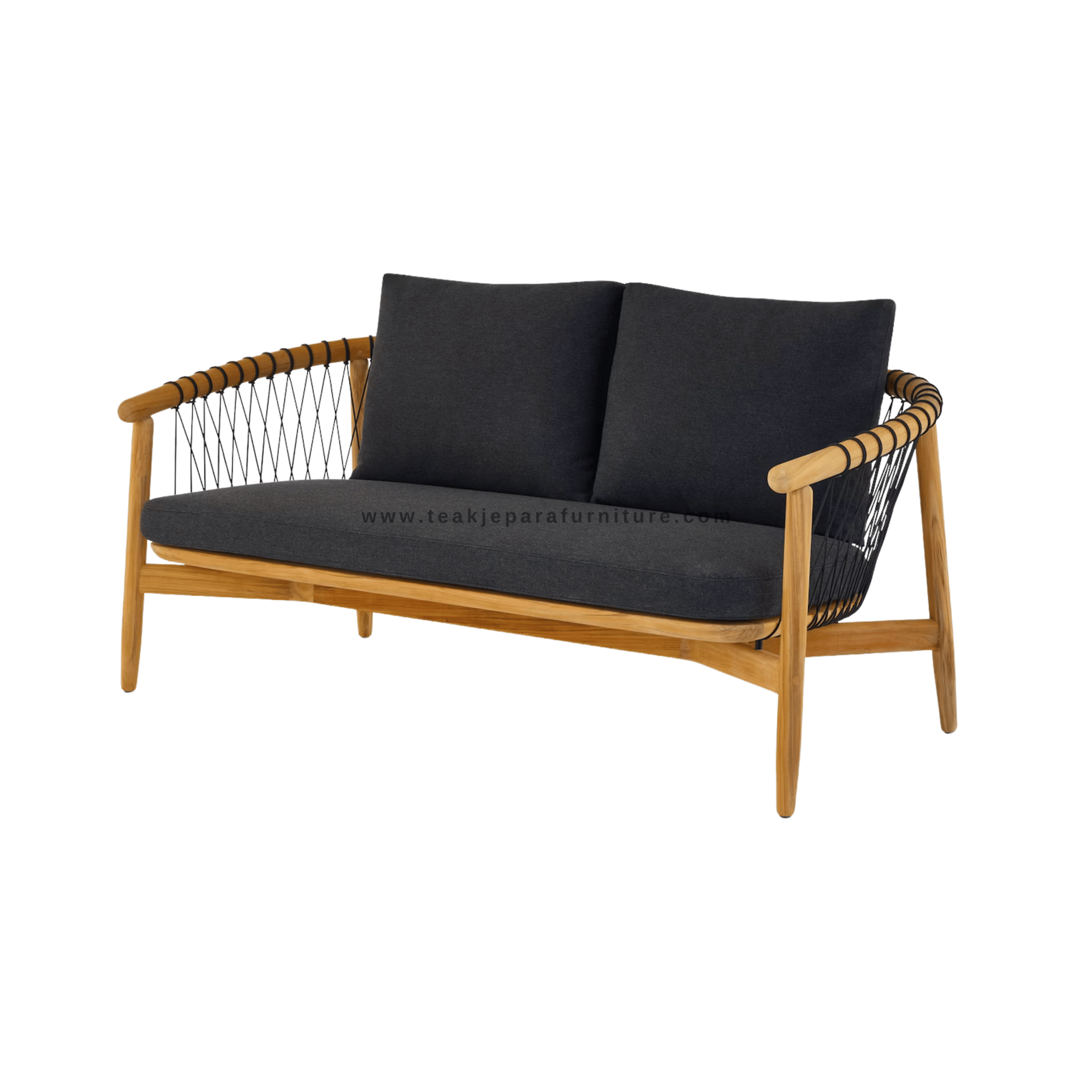 2-9.png TEAK OUTDOOR CROSSCATCH DOUBLE SOFA - Image 1
