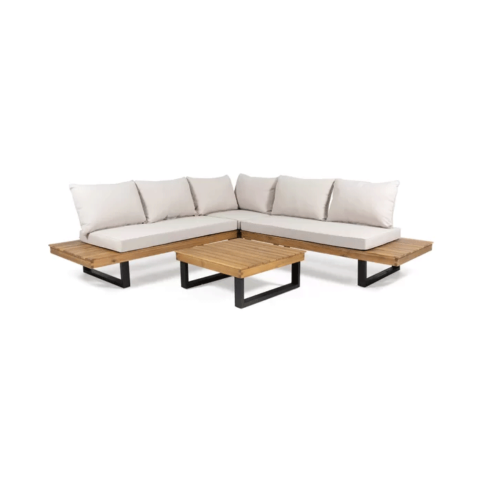Abhipsa5-PersonOutdoorSeatingGroupwithCushions.gif PERSON TEAK PATIO DEEP SEATING SET - Image 1